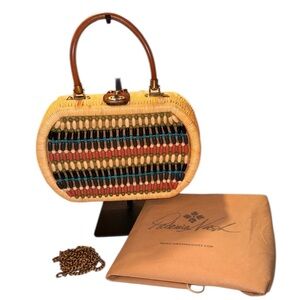 Patricia Nash Cipressa Beaded Spring Wicker Satchel (EUC)